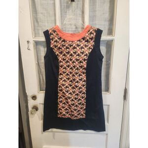 The‎ Webster Miami Navy Blue and Orange Knee Lengtn Dress